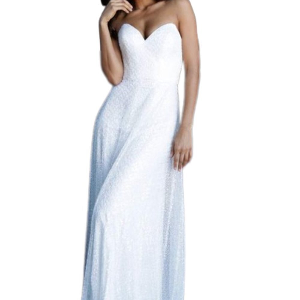 NWT Jovani 66434ASC Prom Dress White Size 8 - Picture 1 of 5